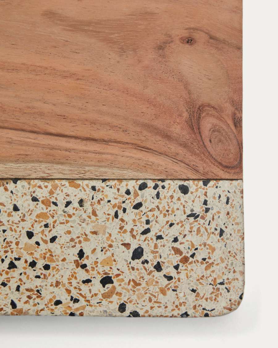 Tagliere da portata Verna rettangolare in legno e terrazzo bianco