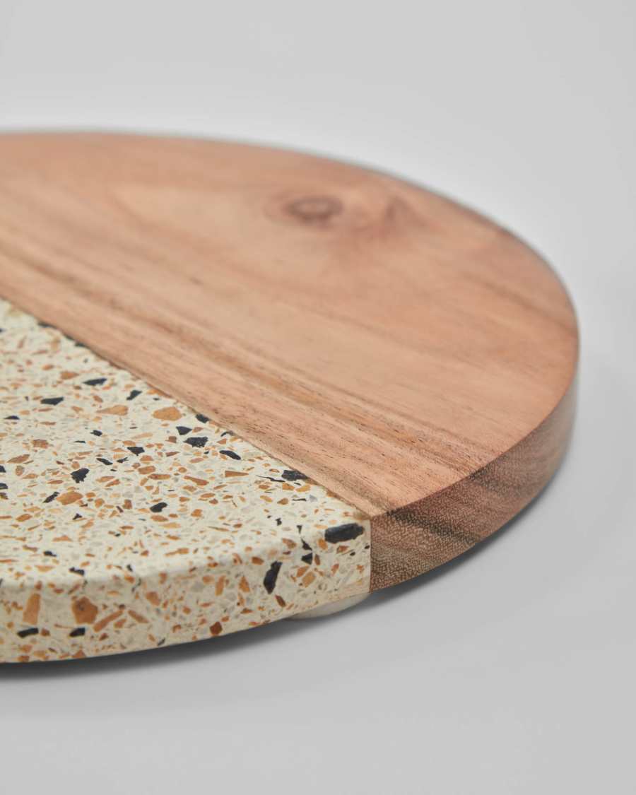 Verna round wood and terrazzo serving board