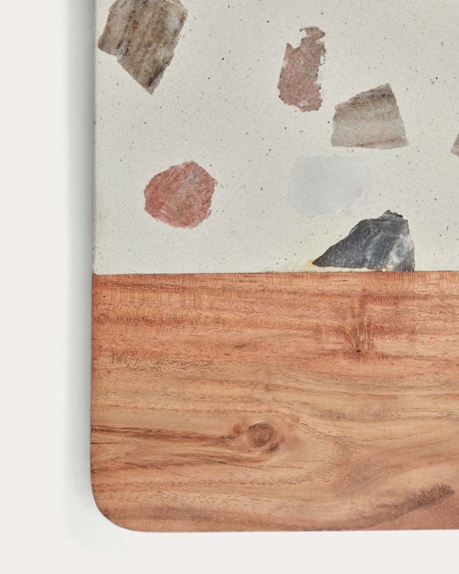 Temira wood and multicoloured terrazzo serving board