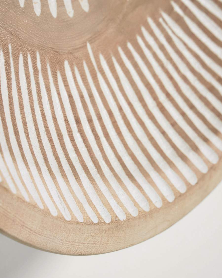 Panneau mural Melisa bois de mungur rayures blanc Ø 45 cm