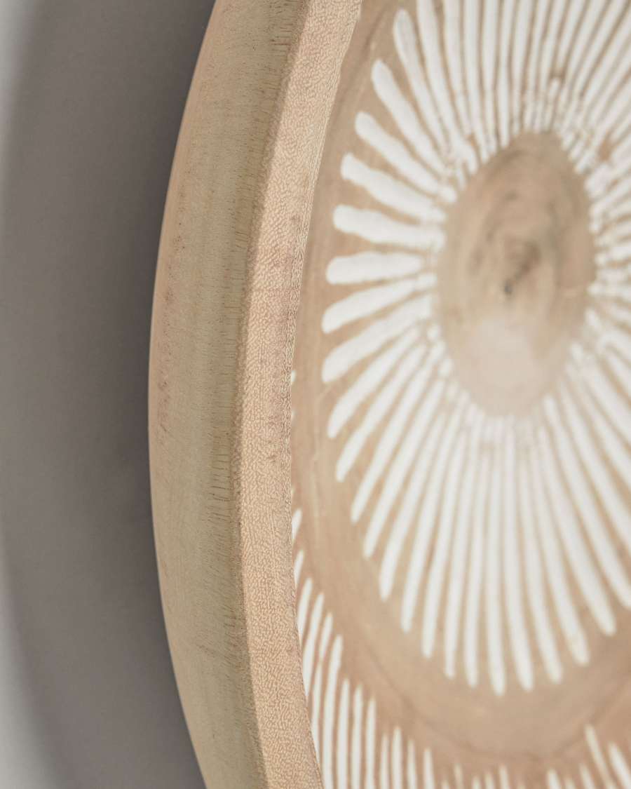 Panneau mural Melisa bois de mungur rayures blanc Ø 45 cm