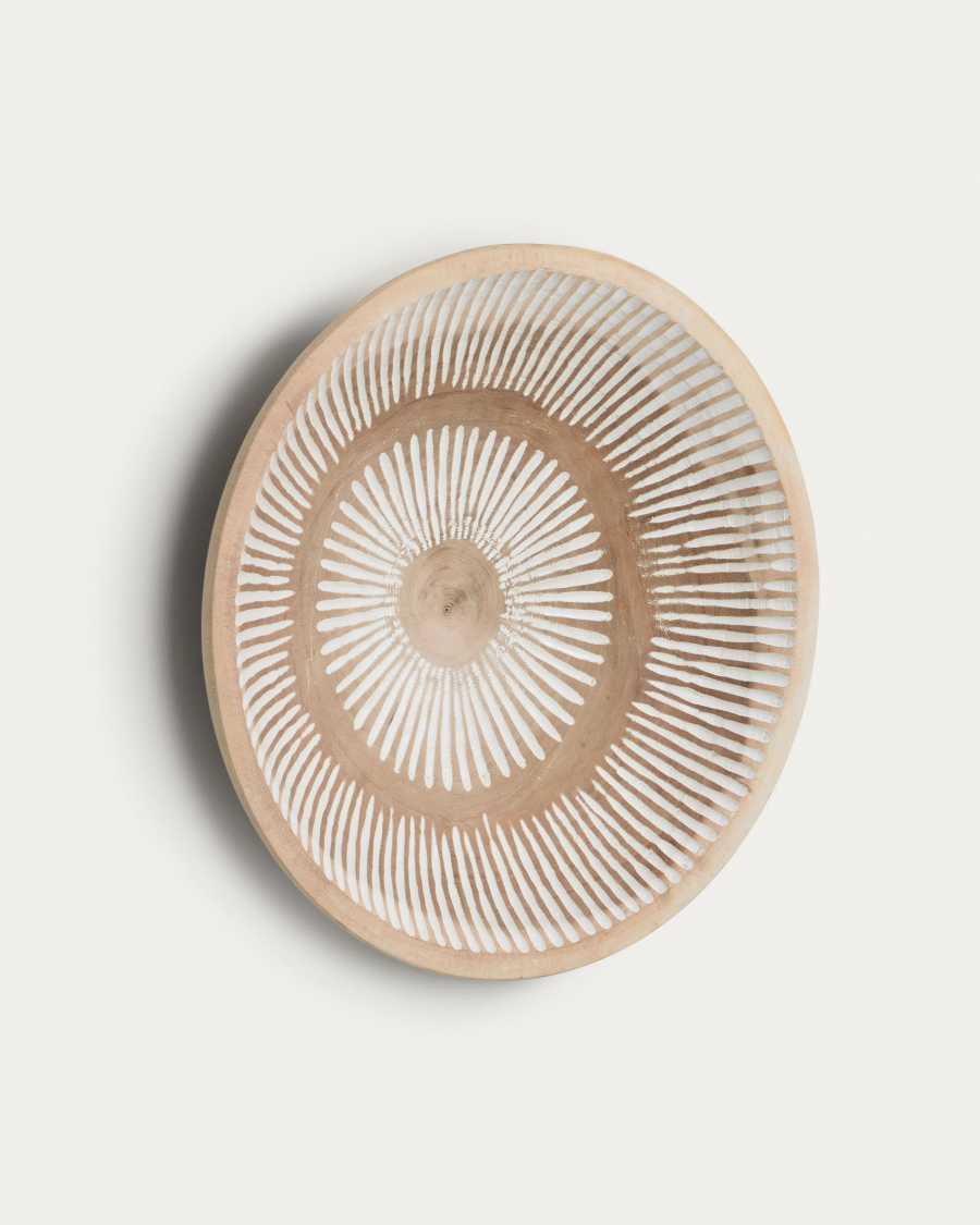 Panneau mural Melisa bois de mungur rayures blanc Ø 45 cm