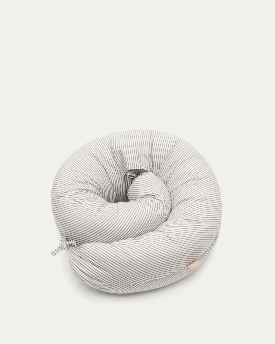 Cuscino per l'allattamento Yamile 100% cotone biologico (GOTS) beige con strisce grigie