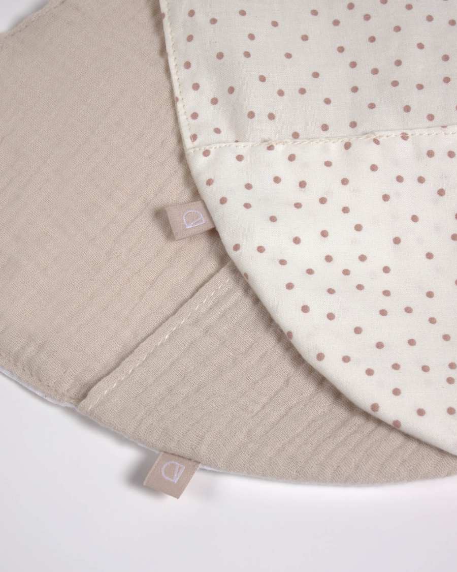 Set of two 100% organic cotton (GOTS) Maren bibs in beige and pink polka dots