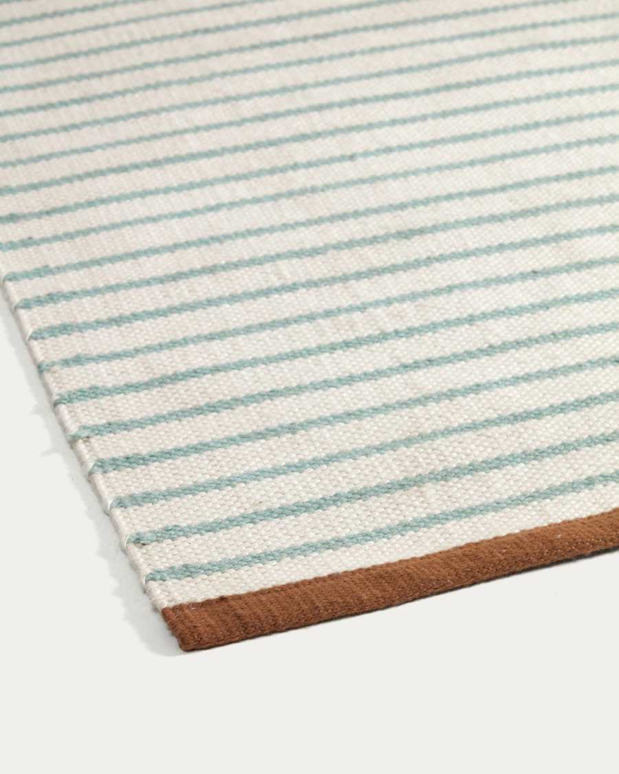 Catiana groen gestreept PET tapijt 60 x 90 cm