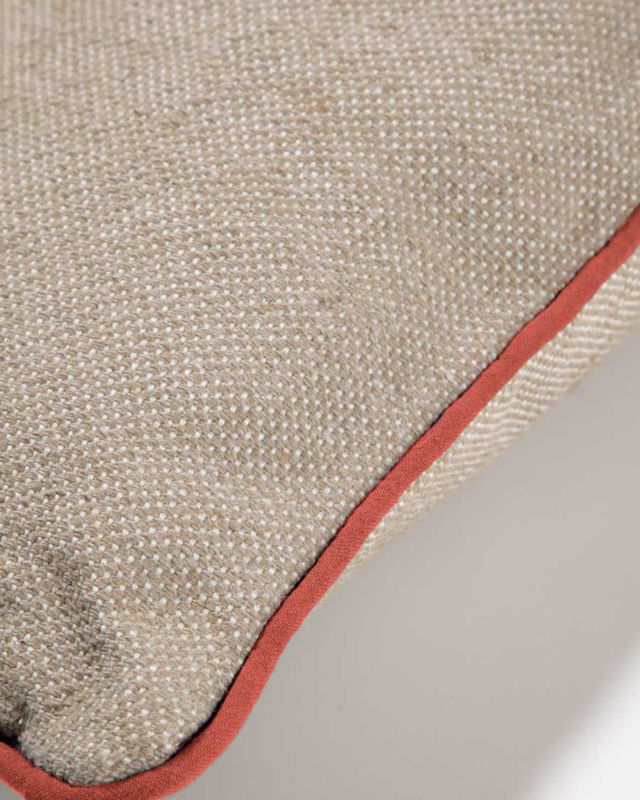 Fodera per cuscino da esterno Dalila in PET beige con bordo color terracotta 60 x 60 cm