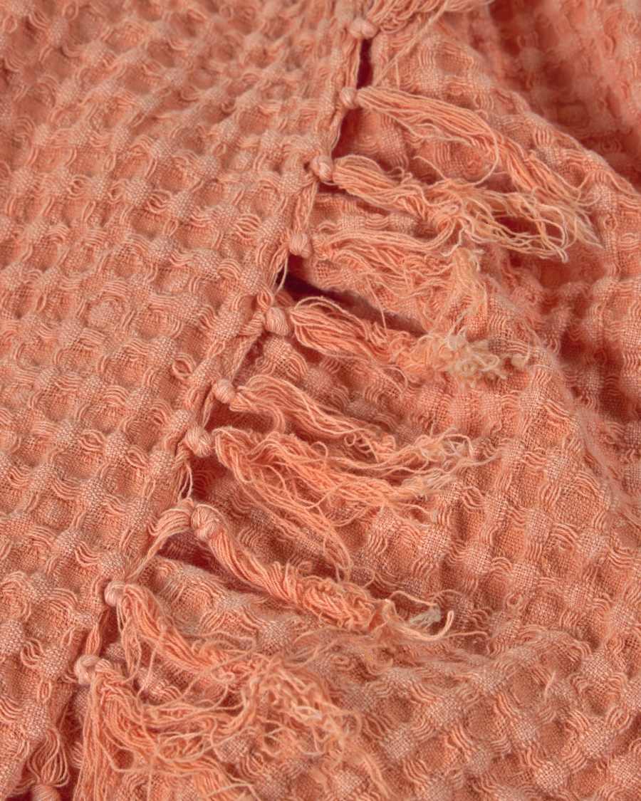 Shallow 100% cotton blanket in orange 130 x 170 cm