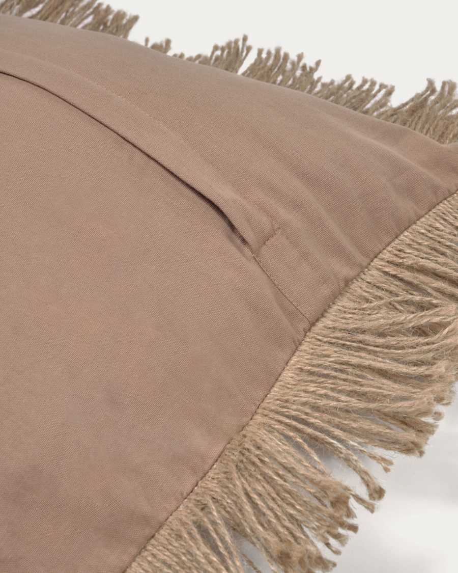 Delcie cotton and jute cushion cover with beige tassels 60 x 60 cm