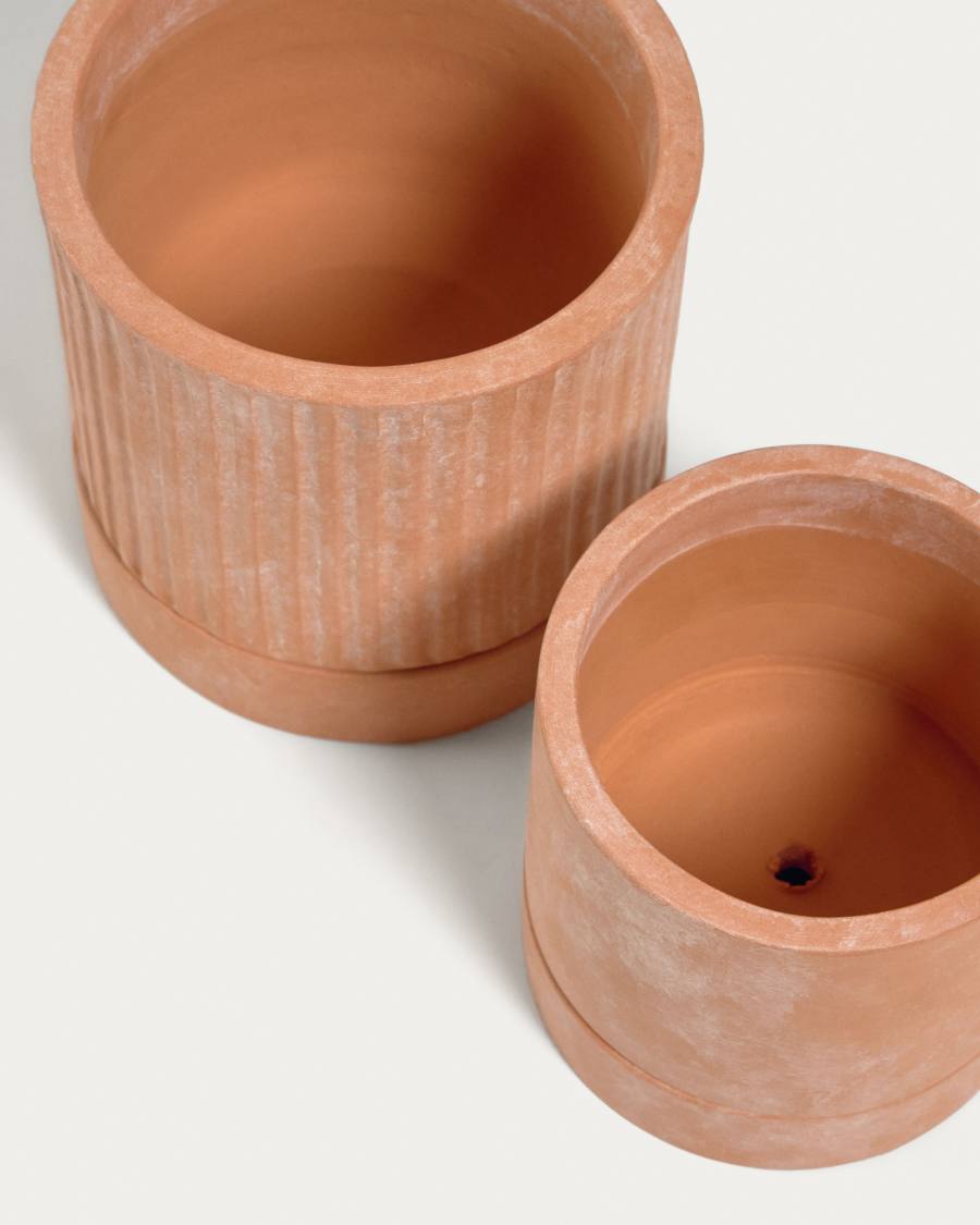 Janaina set van 2 terracotta plantenpotten, Ø 18 cm / Ø 12 cm