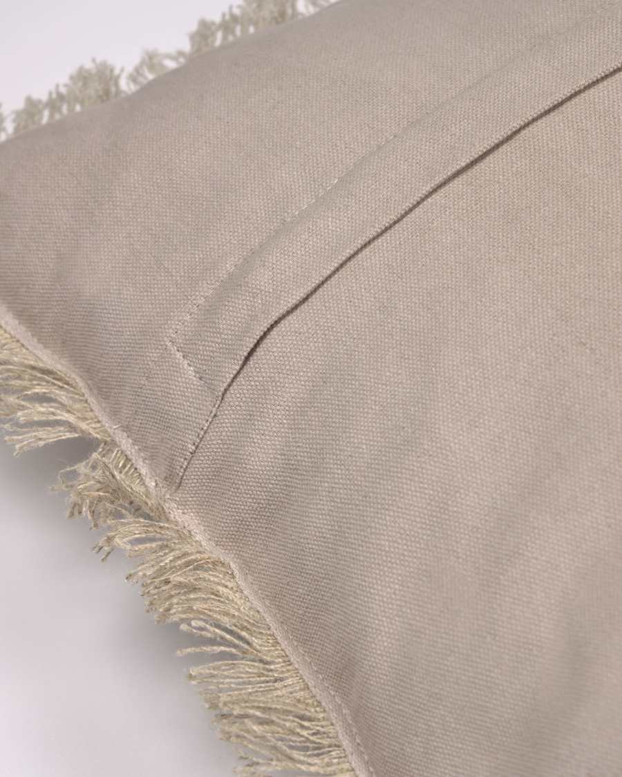 Κάλυμμα μαξιλαριού Almira, βαμβακερό και λινό, 45 x 45 εκ, μπεζ με κρόσσια