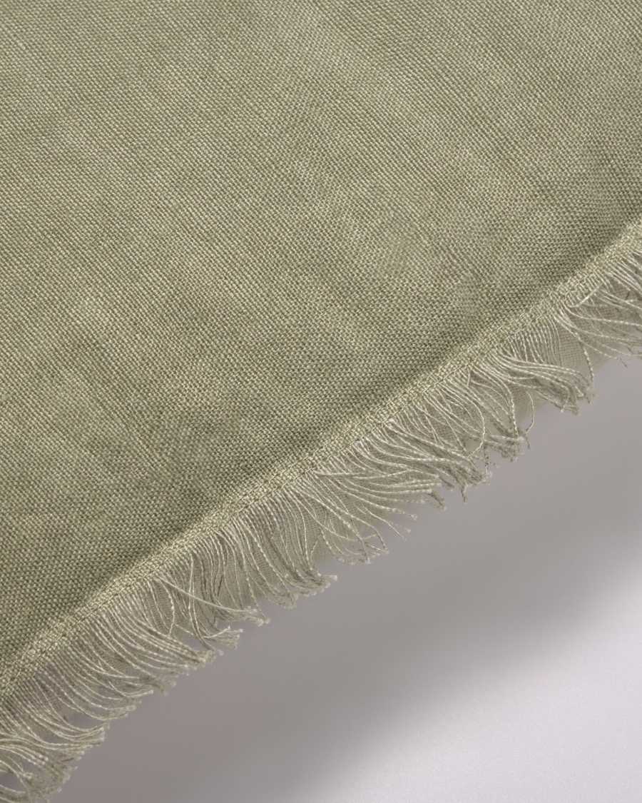 Κάλυμμα μαξιλαριού Almira, βαμβακερό και λινό, 45 x 45 εκ, πράσινο με κρόσσια