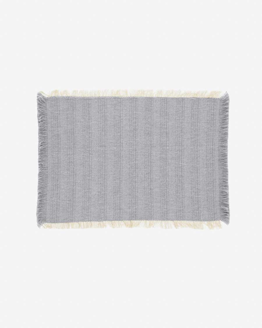 Aicha set of two 100% cotton tablecloths with beige and blue fringe 35 x 50 cm