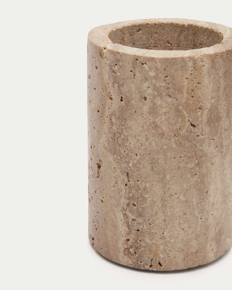 Macre beige travertine toothbrush holder