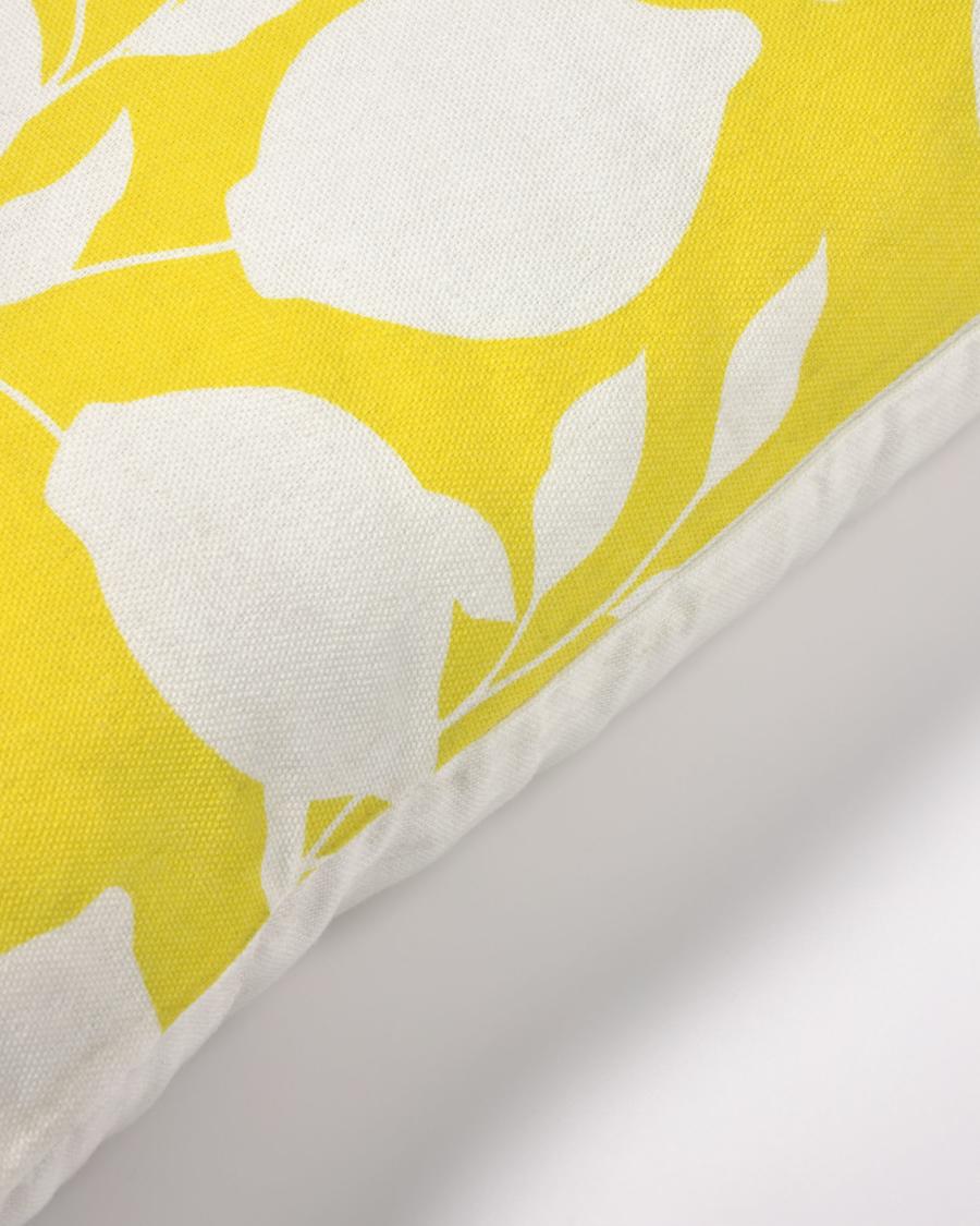 Etel 100% cotton cushion cover with white and yellow lemons 45 x 45 cm