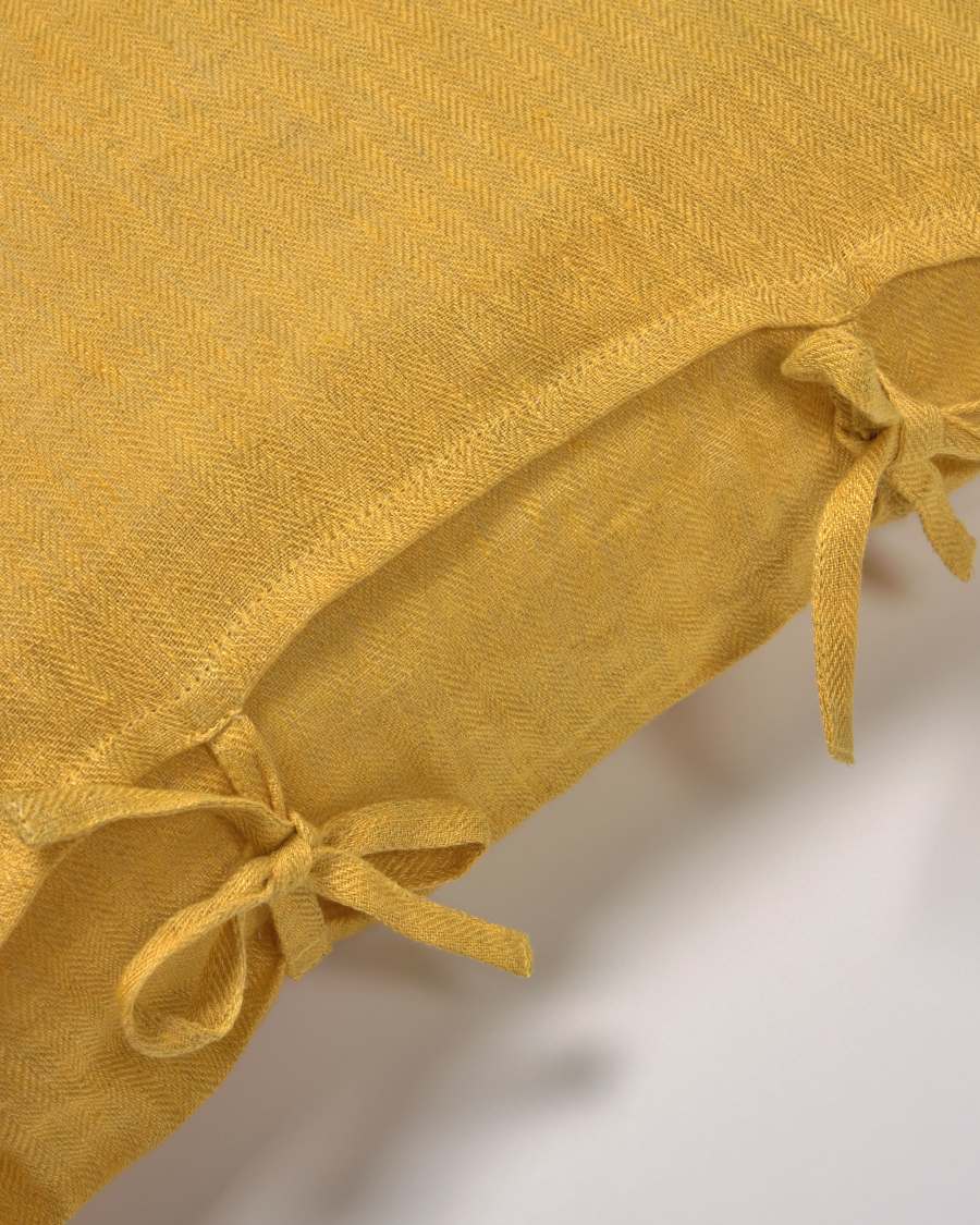Tazu 100% linen cushion cover in mustard 45 x 45 cm