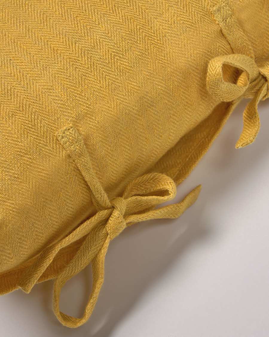 Tazu 100% linen cushion cover in mustard 30 x 50 cm