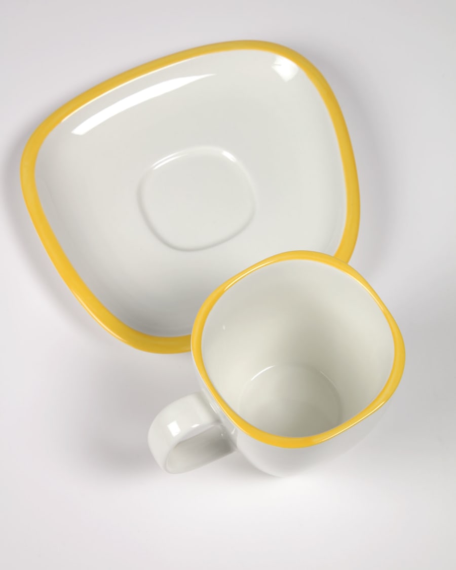 Odalin porcelain cup and saucer in yellow and white