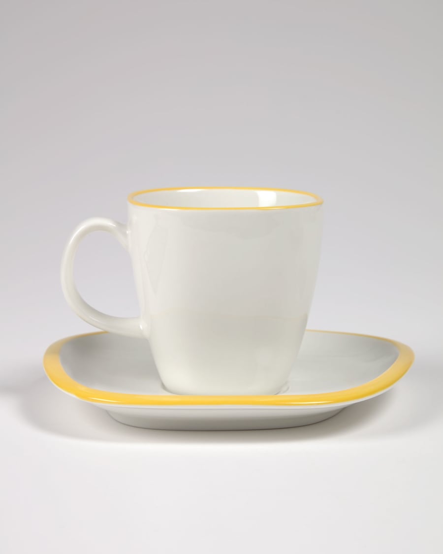 Odalin porcelain cup and saucer in yellow and white