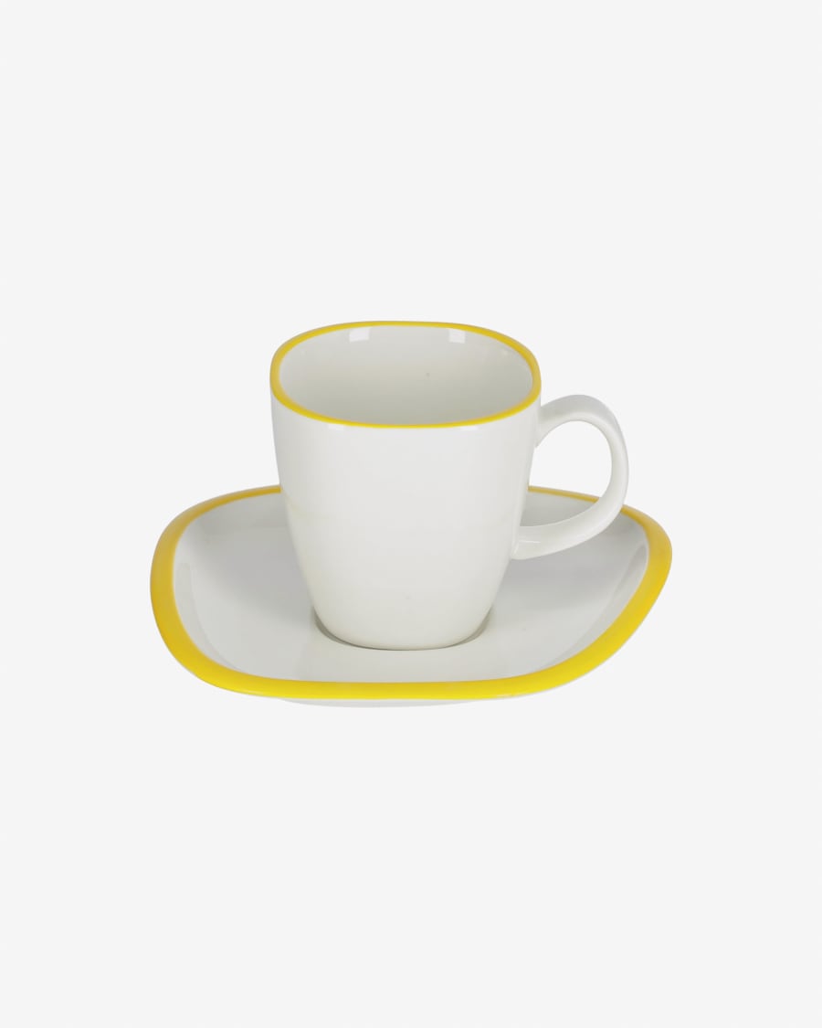 Odalin porcelain cup and saucer in yellow and white