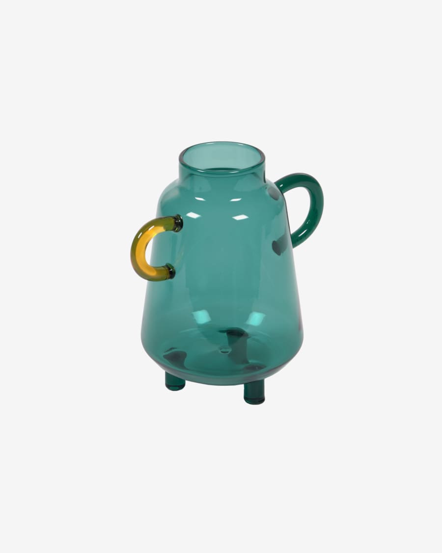 Iarena turquoise and multicoloured glass vase 14,5 cm