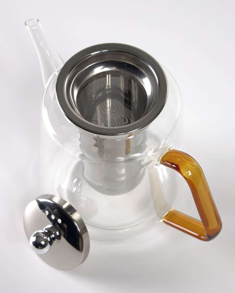 Dariela transparent and yellow glass teapot