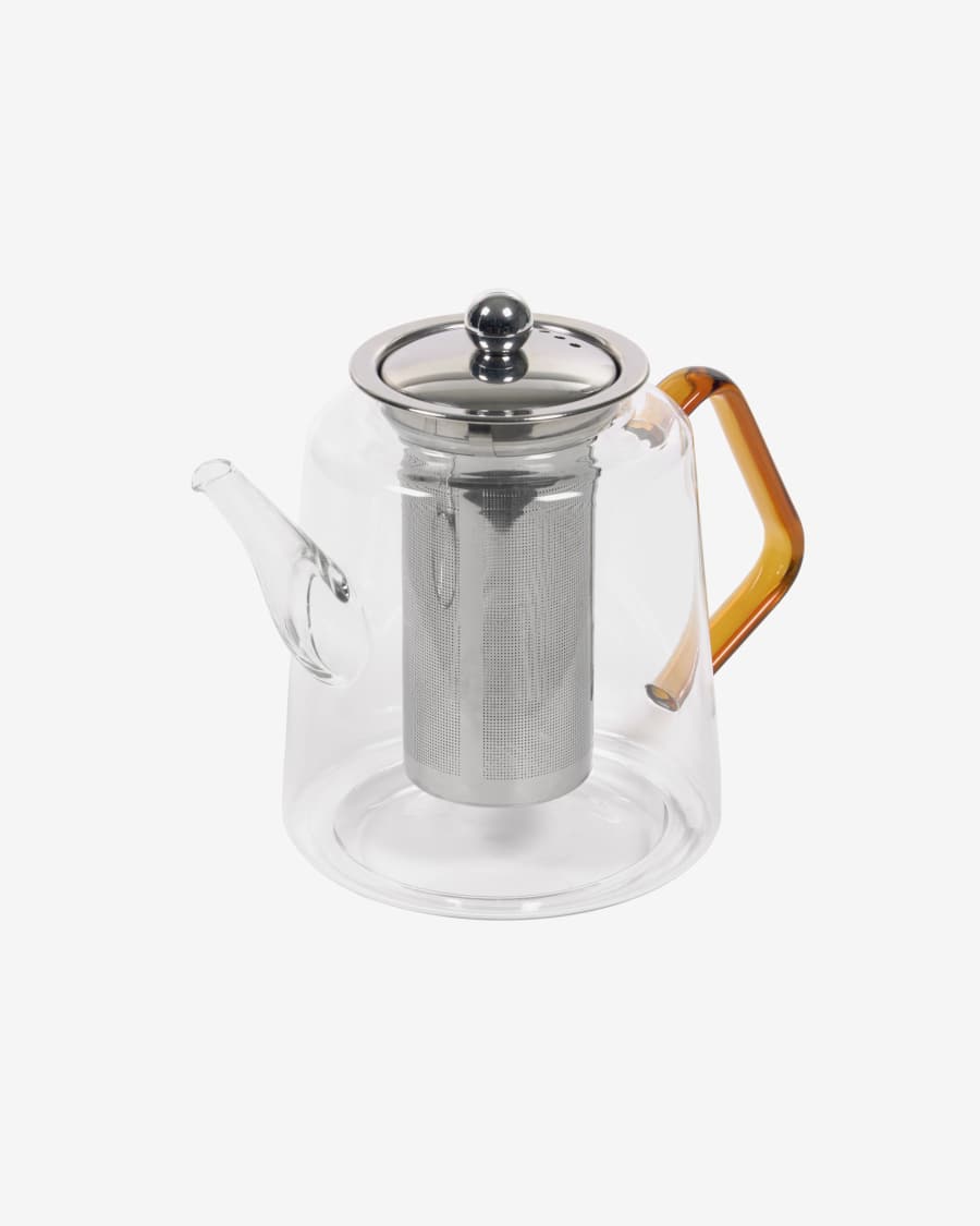 Dariela transparent and yellow glass teapot
