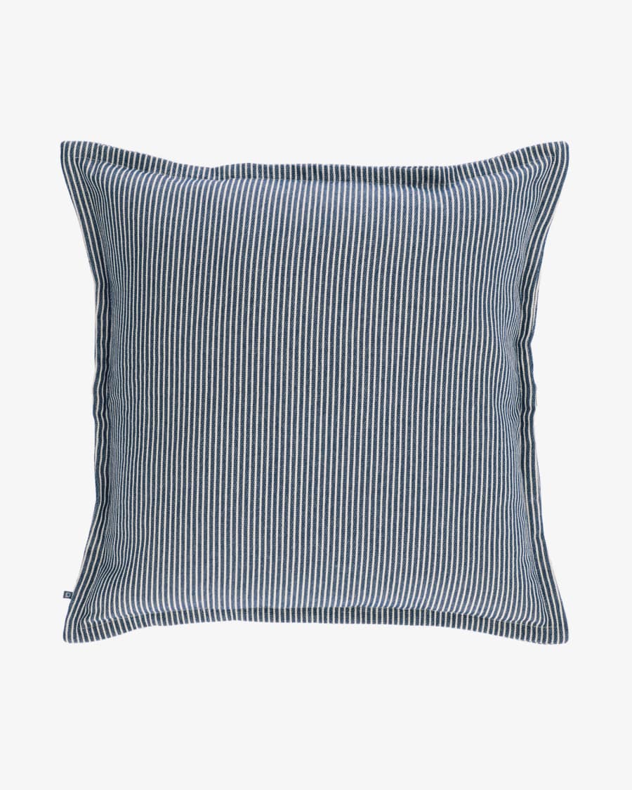 Aleria cotton cushion cover with white and blue stripes 60 x 60 cm