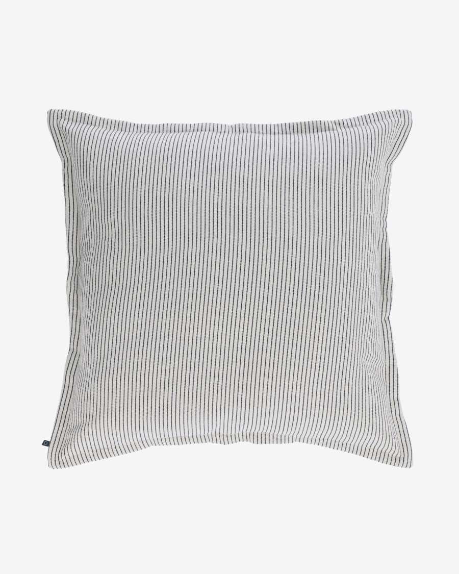 Βαμβακερό κάλυμμα μαξιλαριού Aleria, γκρι και λευκές ρίγες 60 x 60 εκ