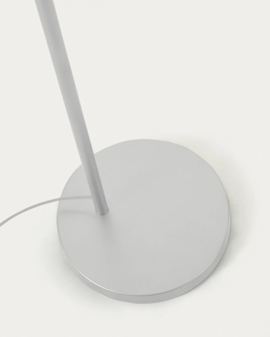 Damila floor lamp in metal with white finish and rattan with natural finish UK adapter