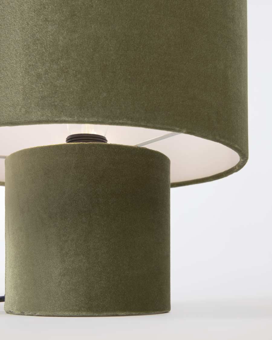Eastend table lamp in green velvet UK adapter