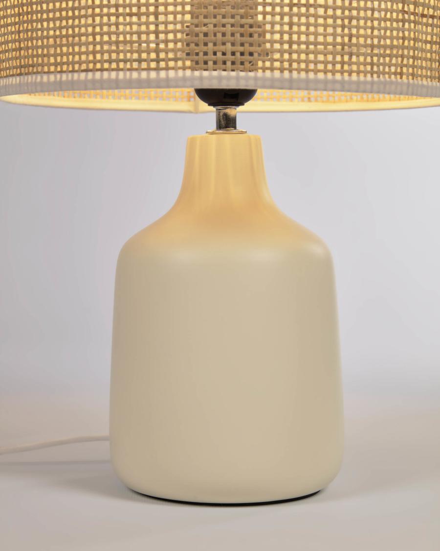 Erna table lamp in white ceramic and bamboo with natural finish1