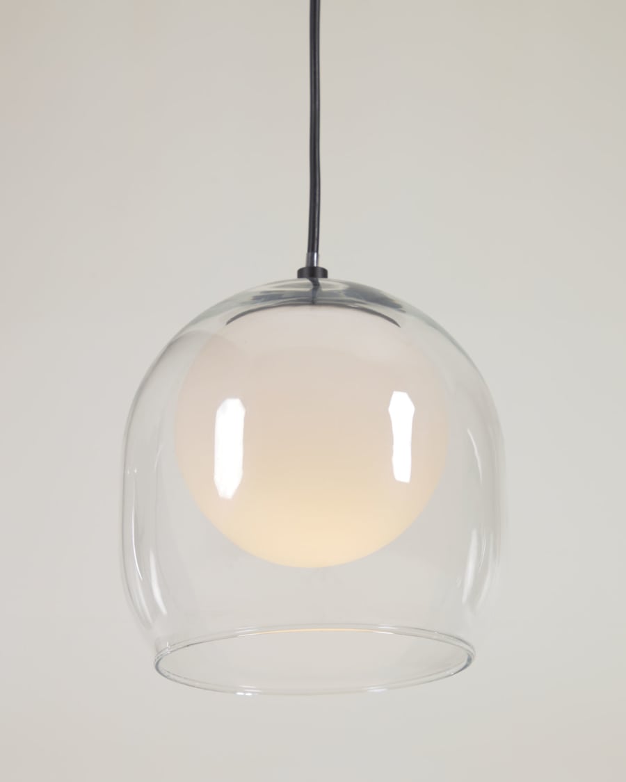 Belkis ceiling light in glass and metal with black finish