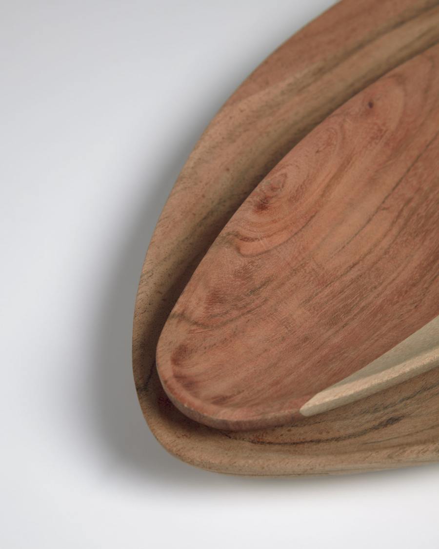 Ursula set of 2 solid acacia wood trays