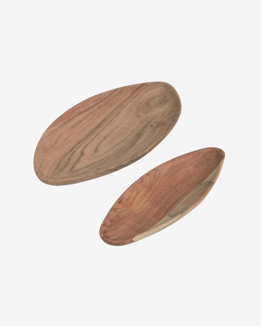 Ursula set of 2 solid acacia wood trays