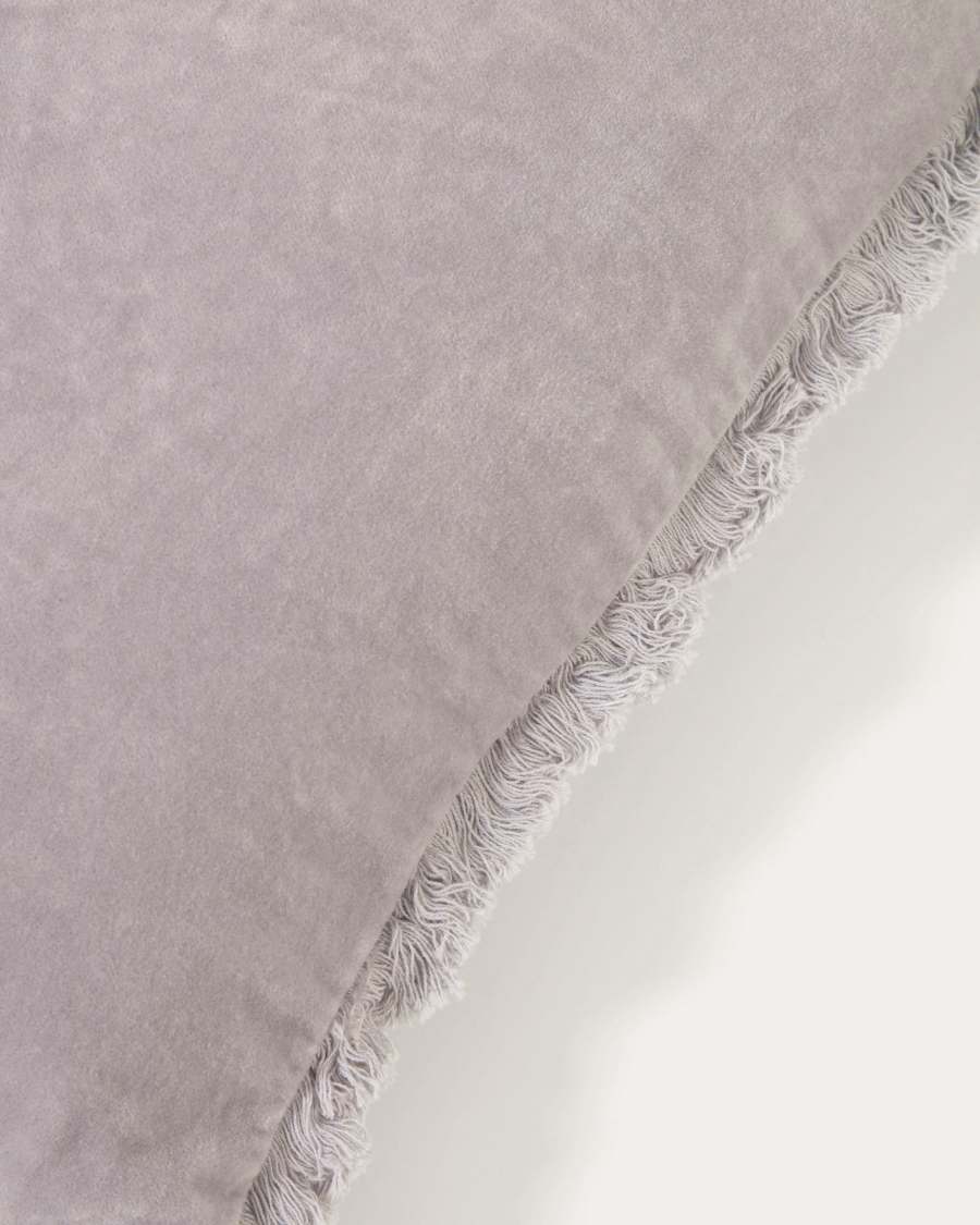 Κάλυμμα μαξιλαριού Cedella, 100% βαμβακερό βελούδο με κρόσσια, γκρι, 45 x 45 εκ