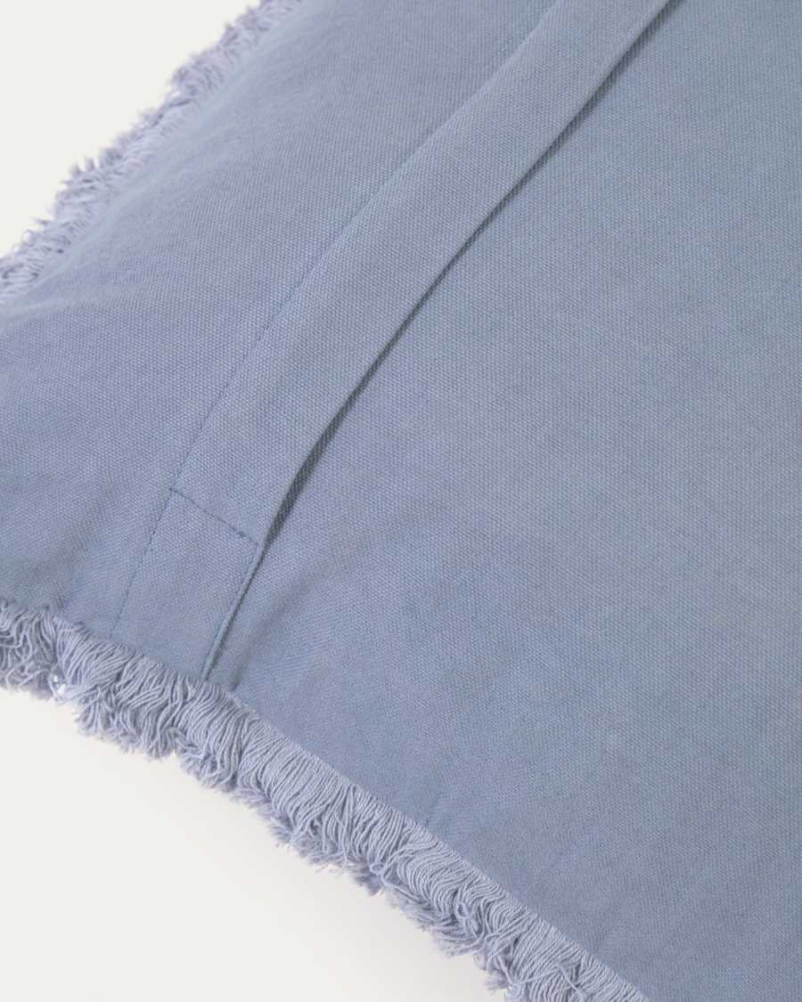 Κάλυμμα μαξιλαριού Cedella, 100% βαμβακερό βελούδο με κρόσσια, μπλε, 45 x 45 εκ