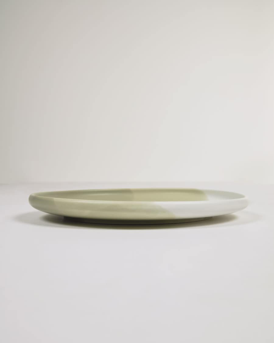 Assiette plate Sayuri en porcelaine vert et blanc