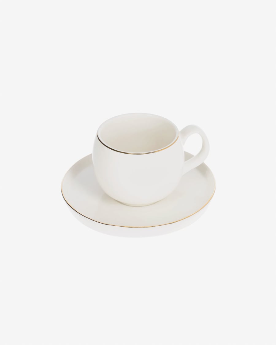 Taisia porcelain coffee cup and saucer in white