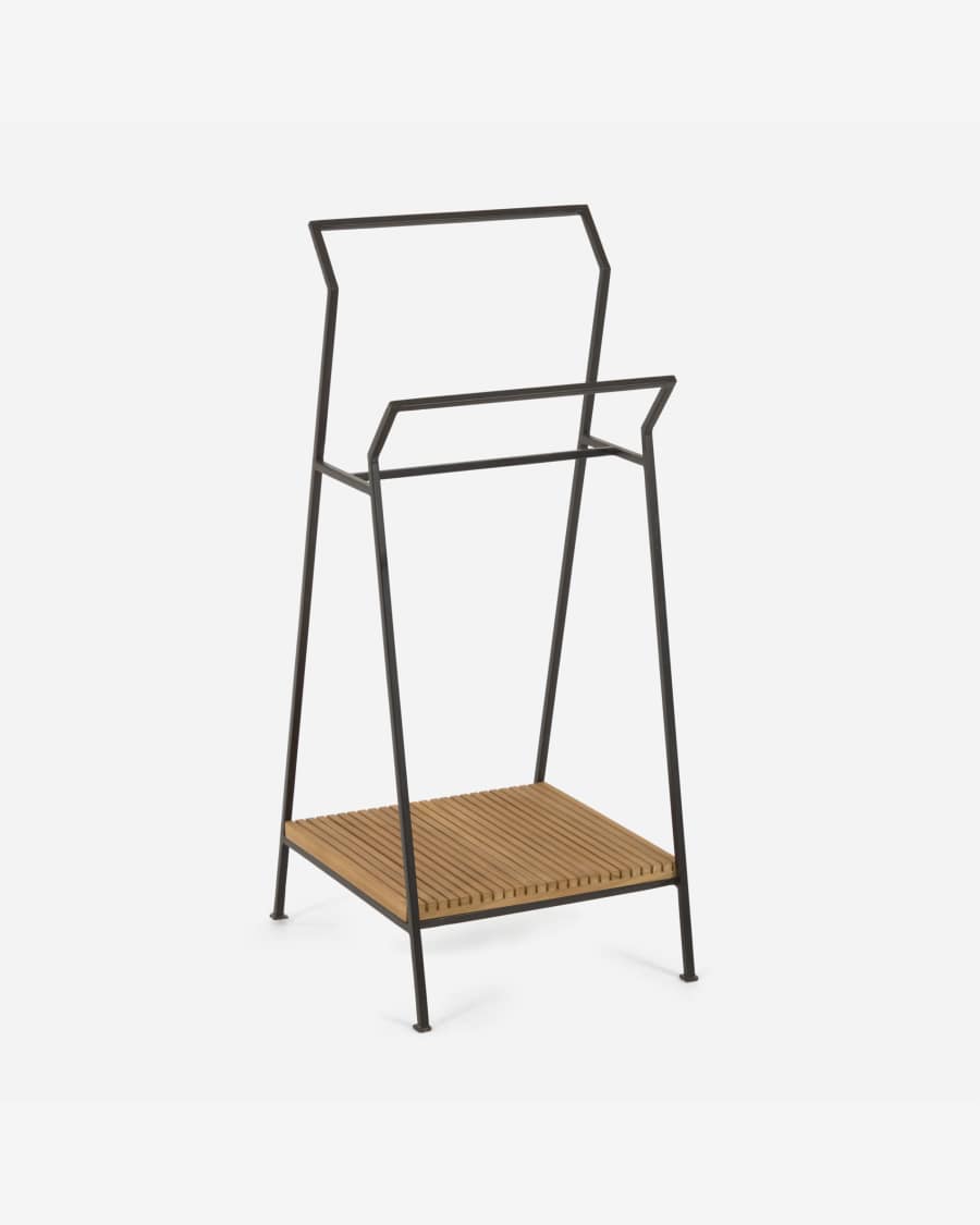 Ράγα πετσέτας Taciana, μασίφ τικ σε μαύρο φινίρισμα, 35 x 80 εκ