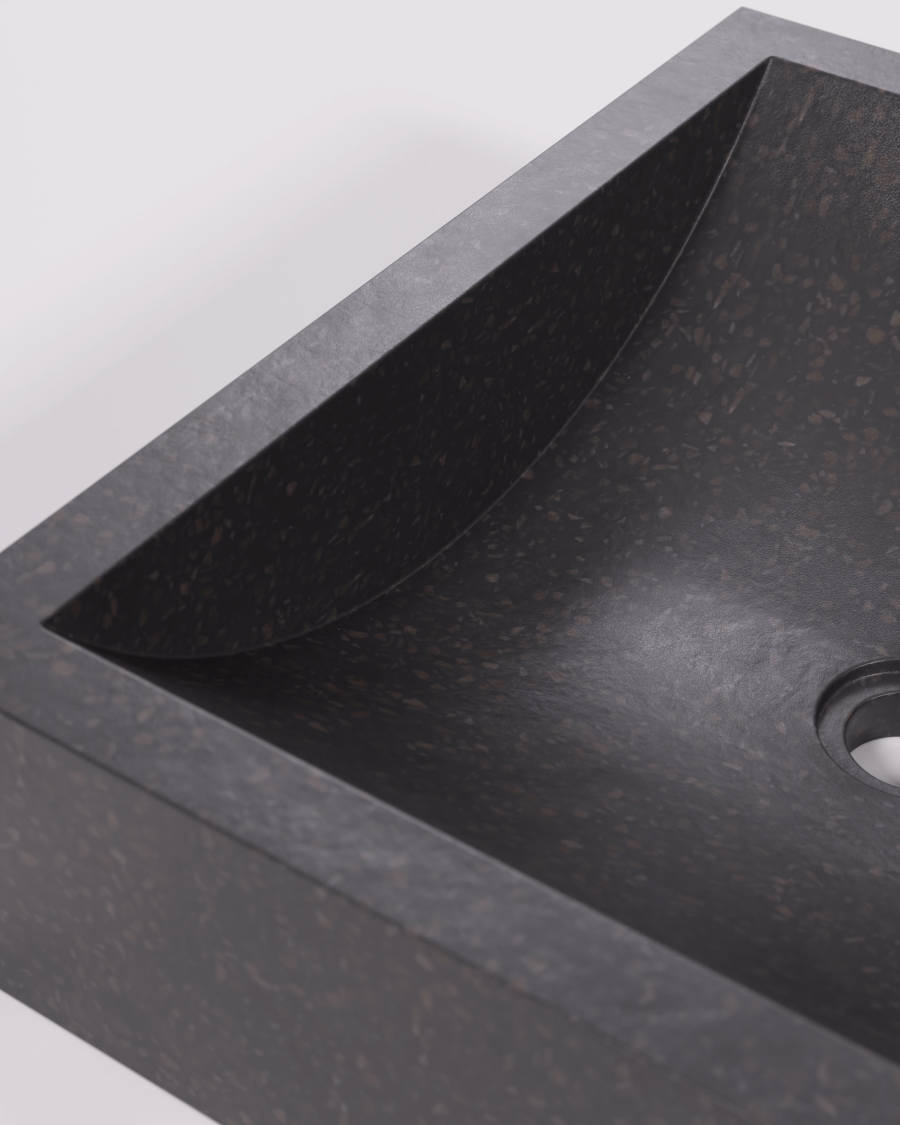 Delina countertop washbasin in black terrazzo 40 x 45 cm