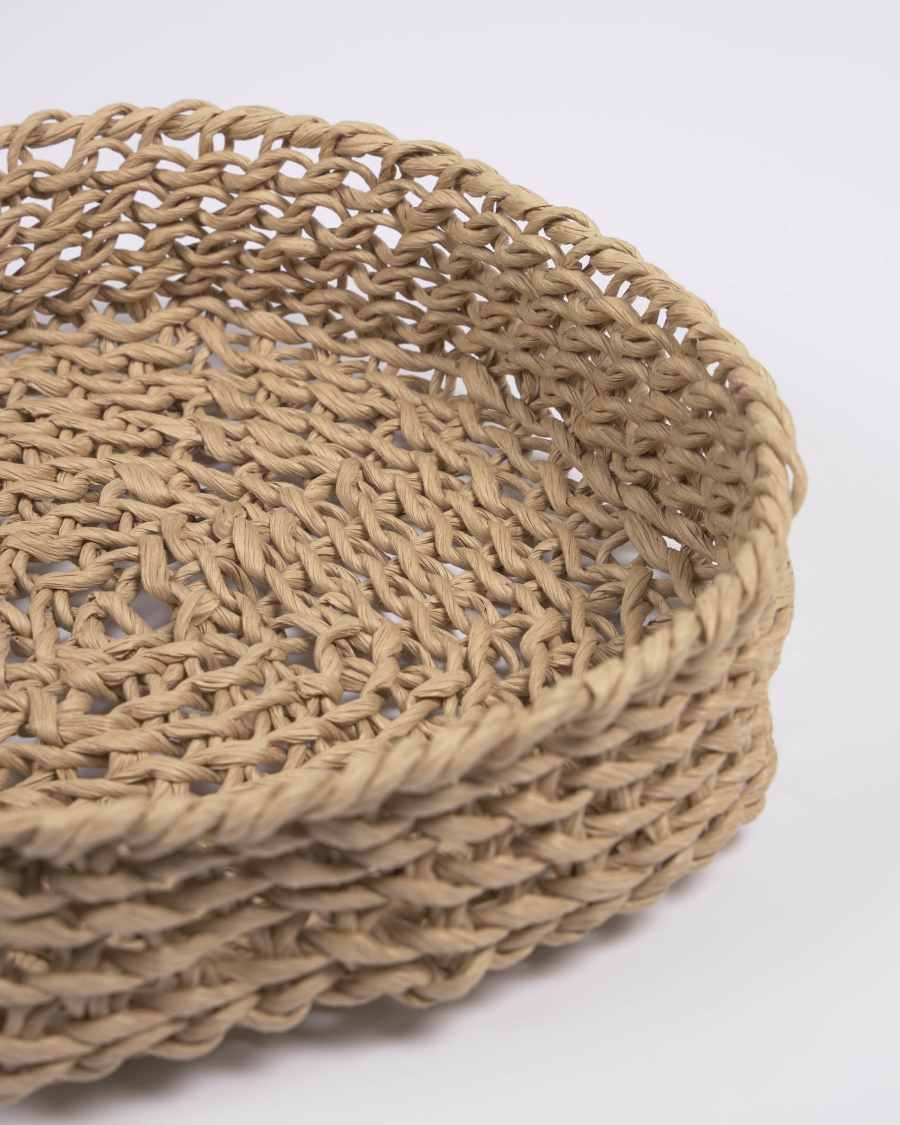 Evelina set of 2 round trays in 100% paper with natural finish