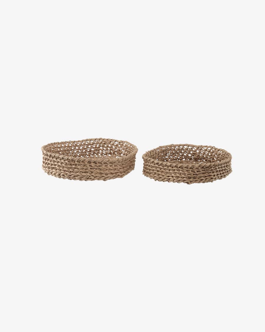 Evelina set of 2 round trays in 100% paper with natural finish