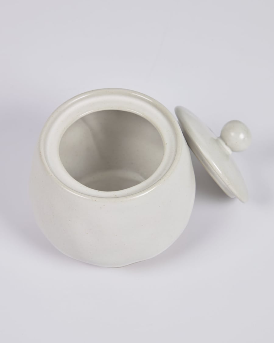 Ryba sugarbowl in white and brown ceramic