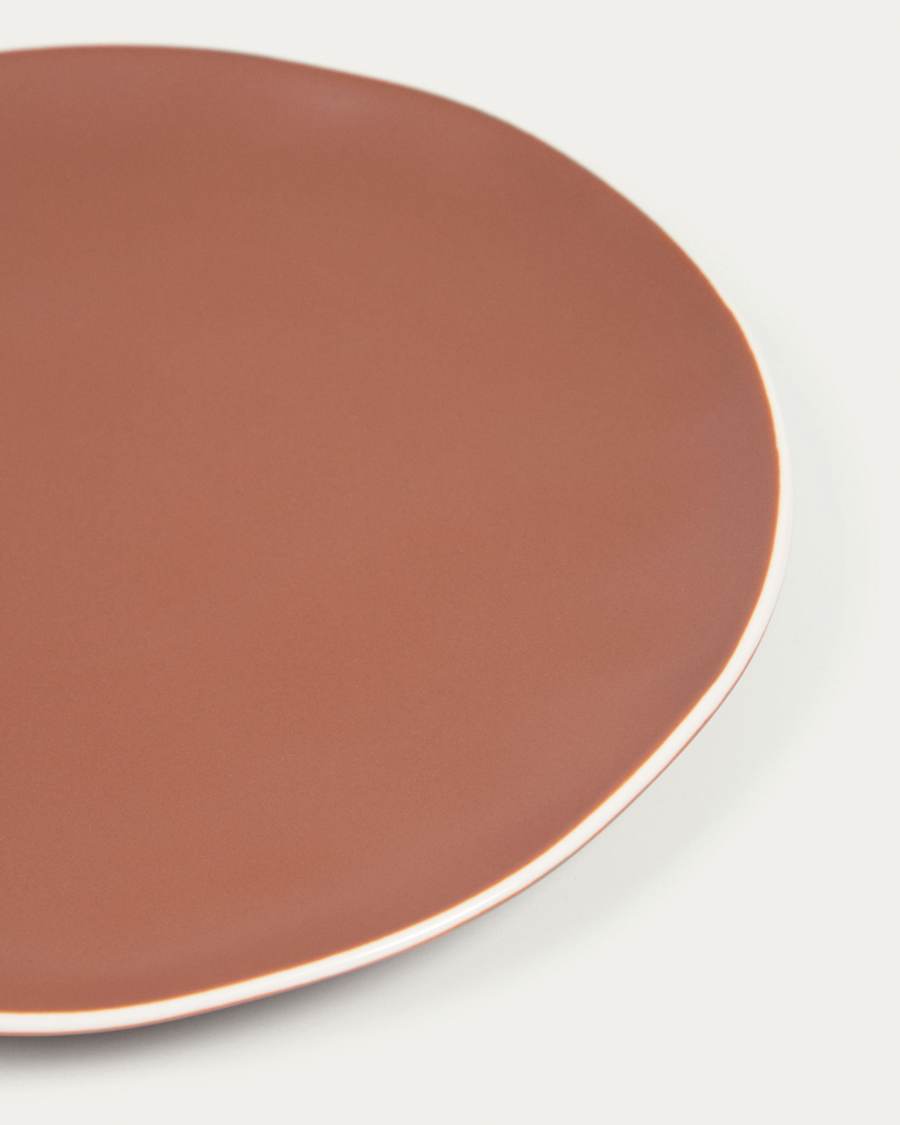 Rin flat plate in brown ceramic