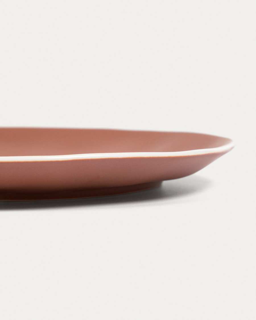 Rin flat plate in brown ceramic