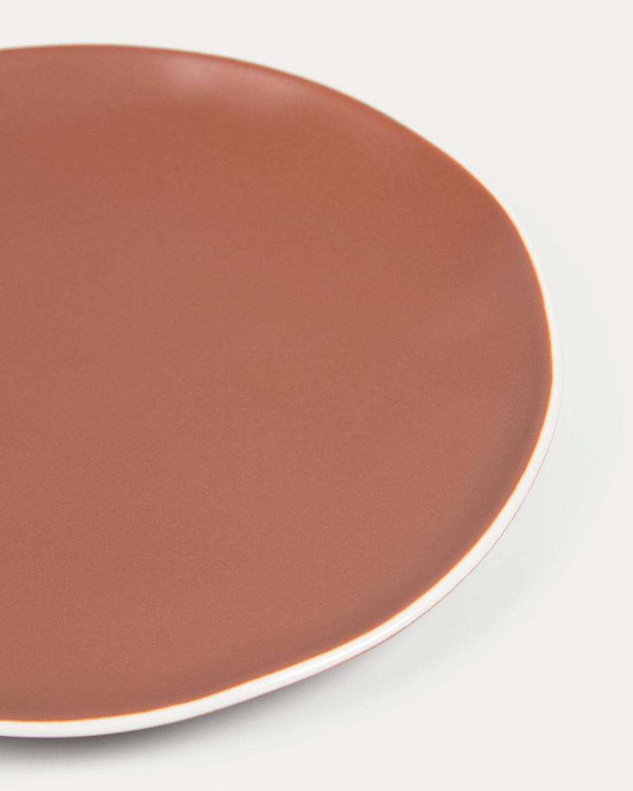 Rin dessert plate in brown ceramic
