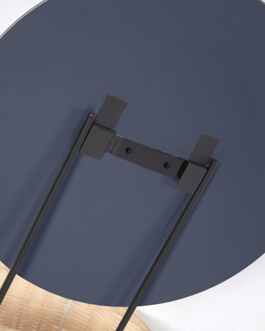 Ebian small wall mirror with rattan shelf with natural finish 35 x 16 cm