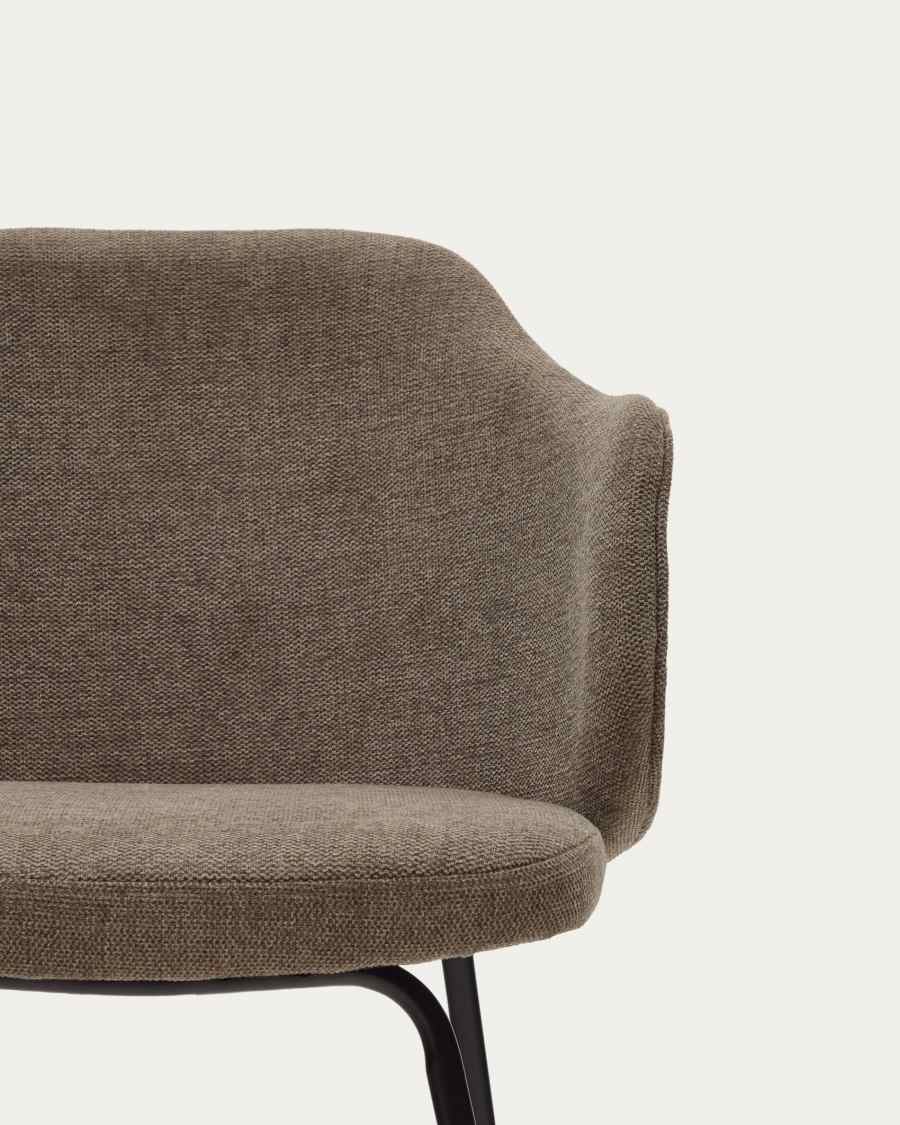 Yunia Stuhl in braun mit Stahlbeinen mit schwarzem Finish FR