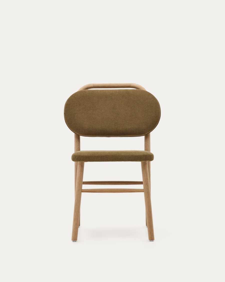 Helda chair in green chenille and solid oak wood FSC Mix Credit