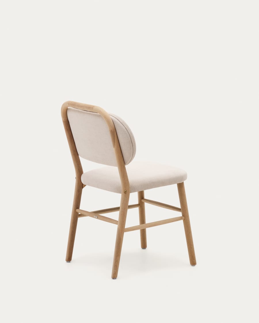 Helda chair in beige chenille and solid oak wood FSC Mix Credit